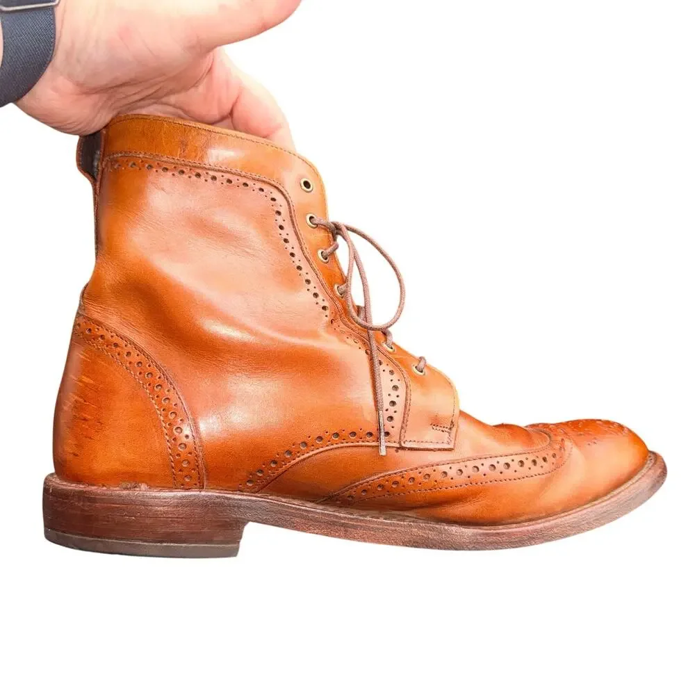 Allen Edmonds Dalton Walnut Leather Wingtip Brogue Boots Men’s 10 D